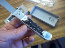 Hubertus Knife Shellpuller Patronenzieher Solingen Germany Stag/Antler Large Size 11 UNUSED NIB.