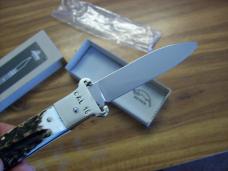 Hubertus Knife Shellpuller Patronenzieher Solingen Germany Stag/Antler Large Size 11 UNUSED NIB.
