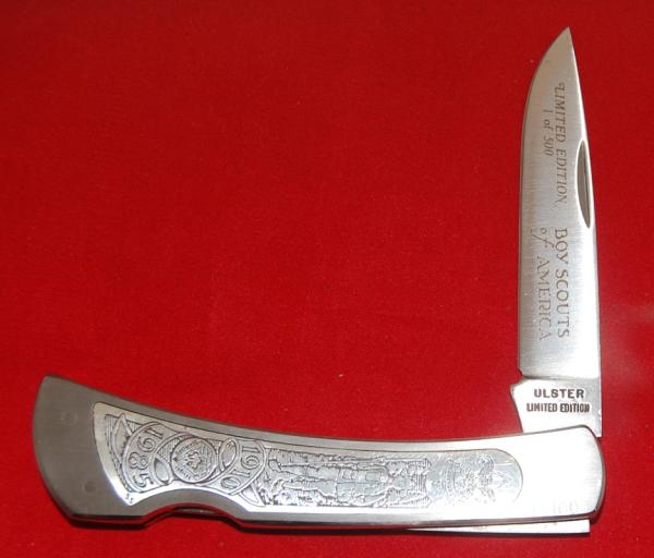 Official BSA #8512 Ulster USA Boy Scout 'Ed Holbrook's' Knife 'Silver Edition' +Box 1985 (78)
