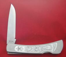 Official BSA #8512 Ulster USA Boy Scout 'Ed Holbrook's' Knife 'Silver Edition' +Box 1985 (78)