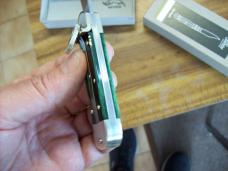 Hubertus Knife Solingen, Germany Small 08 Rare Green Smooth Bone 5 3/4 " Open Lilyput NIB