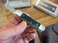 Hubertus Knife Solingen, Germany Small 08 Rare Green Smooth Bone 5 3/4 " Open Lilyput NIB