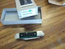 Hubertus Knife Solingen, Germany Small 08 Rare Green Smooth Bone 5 3/4 " Open Lilyput NIB