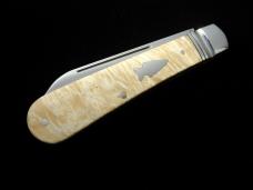 Kroo Maple Burl Wood Lambsfoot Jack Knife South Africa 4.00" Closed RWL34 Stainless Blade Fileworked