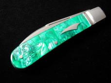 Kroo ALVS Green Abalone Mamba Swayback Wharncliffe Jack Knife S. Africa 4.00" Closed RWL34 SS Blade