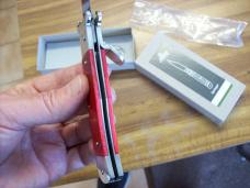 Hubertus Knife Shellpuller Patronenzieher Solingen Germany Rare Red Bone Large Size 11 UNUSED NIB.