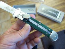 Hubertus Knife Shellpuller Patronenzieher Solingen Germany Rare Green Bone Large Size 11 UNUSED NIB.