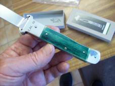 Hubertus Knife Shellpuller Patronenzieher Solingen Germany Rare Green Bone Large Size 11 UNUSED NIB.