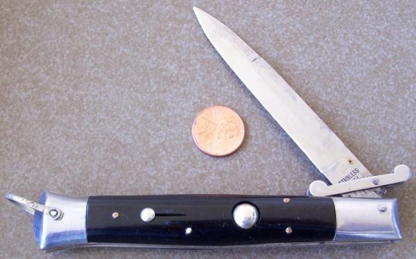 Vintage RIZZUTO ESTILETO MILANO ?? STAINLESS STEEL marked Switchblade Knife