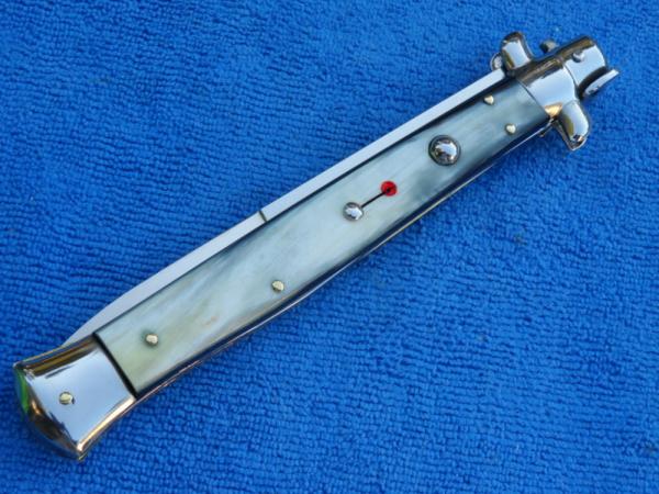 13" Italian Stiletto Brazilian-Horn Handles- SS Bayonet Blade 13" Italian Stiletto Brazilian-Horn Handles- SS Bayonet Blade