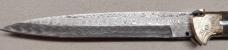 13" Double Eagle Picklock Switchblade. Damascus Blade and Snake-eater Ram Horn handles.
