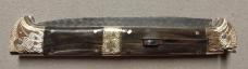 13" Double Eagle Picklock Switchblade. Damascus Blade and Snake-eater Ram Horn handles.