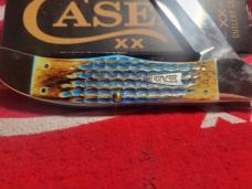 CASE XX SEA DRAGON * BURNT CARIBBEAN BLUE BONE KNIFE FOLDING HUNTER 