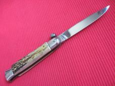 VINTAGE Italian RAPID One Hand Opening STAG Handle Knife - New Old Stock