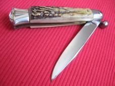 VINTAGE Italian RAPID One Hand Opening STAG Handle Knife - New Old Stock