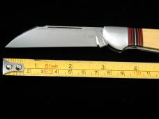 Kroo Aged Bone Paper Micarta Striped Raven Knife South Africa 3.75" Closed Magnacut Blade