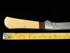 Kroo Aged Bone Paper Micarta Striped Raven Knife South Africa 3.75" Closed Magnacut Blade
