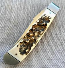 K'roos Bose Design Square End Back Pocket Trapper...Sambar Stag...3 7/8" clsd...Rwl34...Fileworked