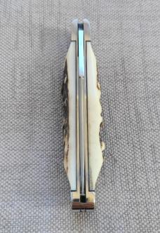 K'roos Bose Design Square End Back Pocket Trapper...Sambar Stag...3 7/8" clsd...Rwl34...Fileworked