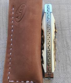 K'roos Bose Design Square End Back Pocket Trapper...Sambar Stag...3 7/8" clsd...Rwl34...Fileworked