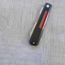 K'roo DragonFly Shadow...4" clsd...Black Richlite...red G10 accents and shield..Rwl34...fileworked 