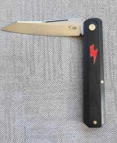 K'roo DragonFly Shadow...4" clsd...Black Micarta...red G10 accents and bolt shield..Rwl34..filework 