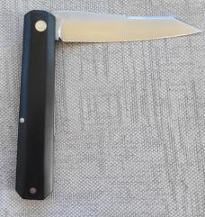 K'roo DragonFly Shadow...4" clsd...Black Micarta...red G10 accents and bolt shield..Rwl34..filework 