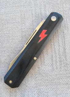 K'roo DragonFly Shadow...4" clsd...Black Micarta...red G10 accents and bolt shield..Rwl34..filework 
