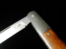 Kroo Arizona Desert Ironwood Barlow Knife 3.50" Closed RWL34 SS Blade Feather Damascus Bolsters