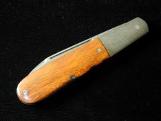 Kroo Arizona Desert Ironwood Barlow Knife 3.50" Closed RWL34 SS Blade Feather Damascus Bolsters