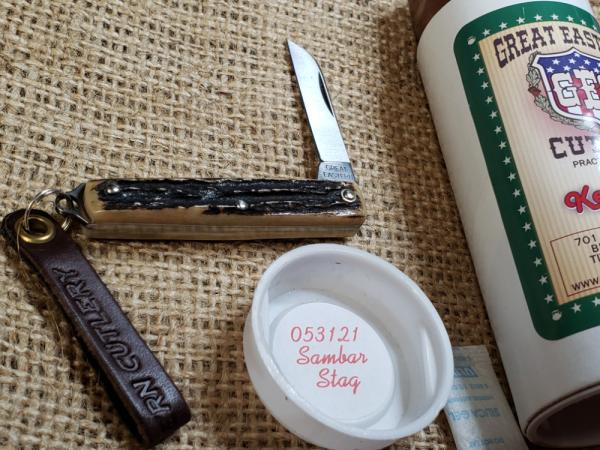 Great Eastern Cutlery Sambar Stag Keychain Knife. Stainless Steel, New in Tube, GEC 052121 Gorgeous!