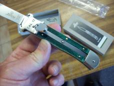 Hubertus Knife Shellpuller Patronenzieher Solingen Germany Rare Green Bone Large Size 11 UNUSED NIB.