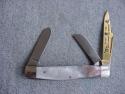 Incredibly RARE SARGENT U.S.A.(Queen), Gold, Etched M.B., Smoked Pearl Stockman's Knife - MINT