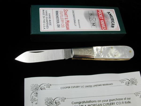 Schatt & Morgan Genuine Mother Of Pearl Barlow Knife Rare 69PNY USA Made New York Tang Stamp Schatt & Morgan Genuine Mother Of Pearl Barlow Knife Rare 69PNY USA Made New York Tang Stamp