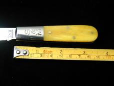 Schatt & Morgan Yellow Smooth Camel Bone Barlow Knife Rare 69YSCB Winchester Ohio Tang Stamp