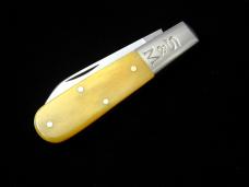 Schatt & Morgan Yellow Smooth Camel Bone Barlow Knife Rare 69YSCB Winchester Ohio Tang Stamp