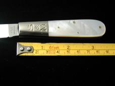 Schatt & Morgan Genuine Mother Of Pearl Barlow Knife Rare 69PNY USA Made New York Tang Stamp