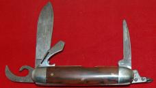 Official BSA #1046 Imperial Boy Scout Knife Simulated Wood +Box 1957-1963 (126)