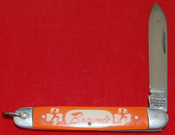 Official GSUSA Utica Girl Scout (Brownie) Knife Non-Locking Orange Handles (189)
