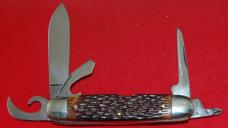 Official BSA Imperial 'Deluxe' Boy Scout Knife 5-Blade Brown Stag Plastic (128)
