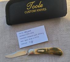 Bobby Toole Bark Mammoth Ivory Trapper..Cpm154..3 7/8 closed...integral fluted bolsters..coa & pouch