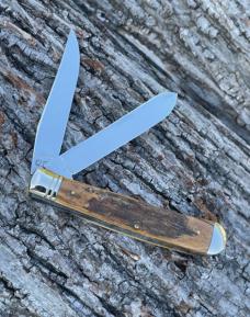 QUEEN TITUSVILLE CUTLERY 2008 PRE-HISTORIC FOSSIL STAINLESS TRAPPER
