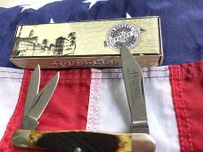 Russell (Green River Works) Whittler Pocket Knife w/ Green Bone Handles & Blade Etch - NOS