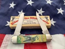 Vintage Camillus 2 Blade Large Cigar Knife w/ Riders of the Silver Screen Handles -Lash LaRue -NOS