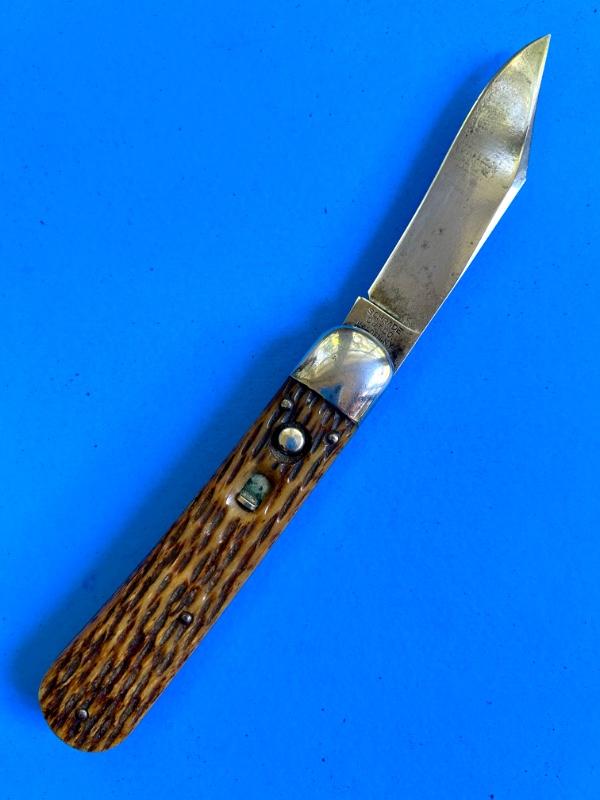 Schrade Cutlery Co. 4-1/8” Jigged Bone American Automatic Nice Example Schrade Cutlery Co. 4-1/8” Jigged Bone American Automatic Nice Example