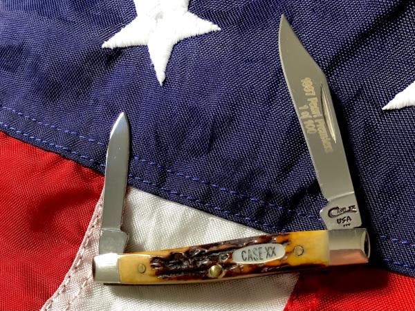Case xx 1997 Sweet Pen Knife Pearl Premier Shield -1 of 100 Mdl# 5233 SS w/ Super Stag Handles -NOS Case xx 1997 Sweet Pen Knife Pearl Premier Shield -1 of 100 Mdl# 5233 SS w/ Super Stag Handles -NOS