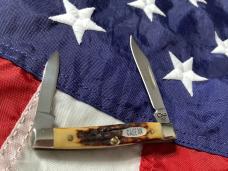 Case xx 1997 Sweet Pen Knife Pearl Premier Shield -1 of 100 Mdl# 5233 SS w/ Super Stag Handles -NOS 