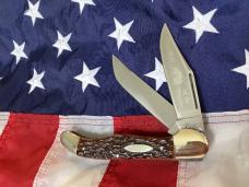 Bulldog Brand 2nd Generation 2 Blade Hunter w/ Bull of the Woods Blade Etch w/ Brown Bone Handles