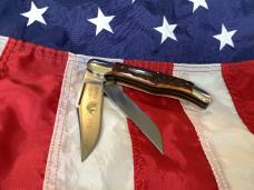Bulldog Brand 2nd Generation 2 Blade Hunter w/ Bull of the Woods Blade Etch w/ Brown Bone Handles