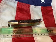 Bulldog Brand 2nd Generation 2 Blade Hunter w/ Bull of the Woods Blade Etch w/ Brown Bone Handles